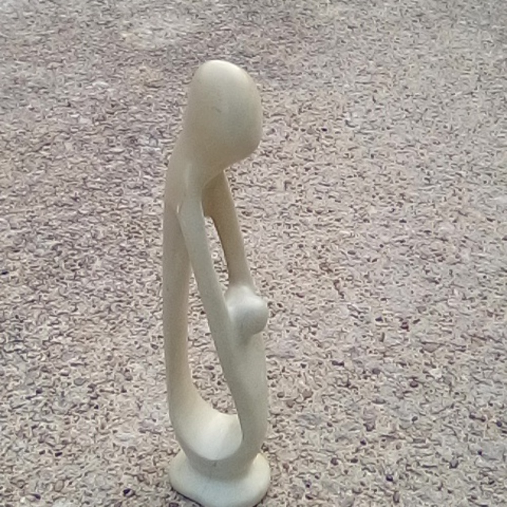 Abstract African Soapstone Parent and Child Figure Sculpture